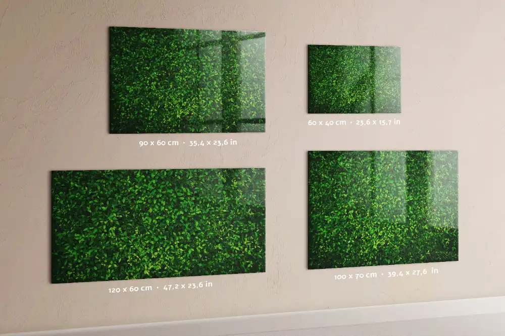 Tableau magnétique en verre motif feuillage