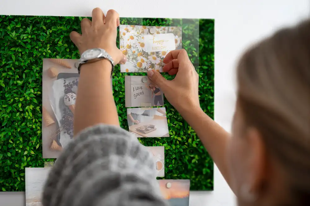 Tableau magnétique en verre motif feuillage