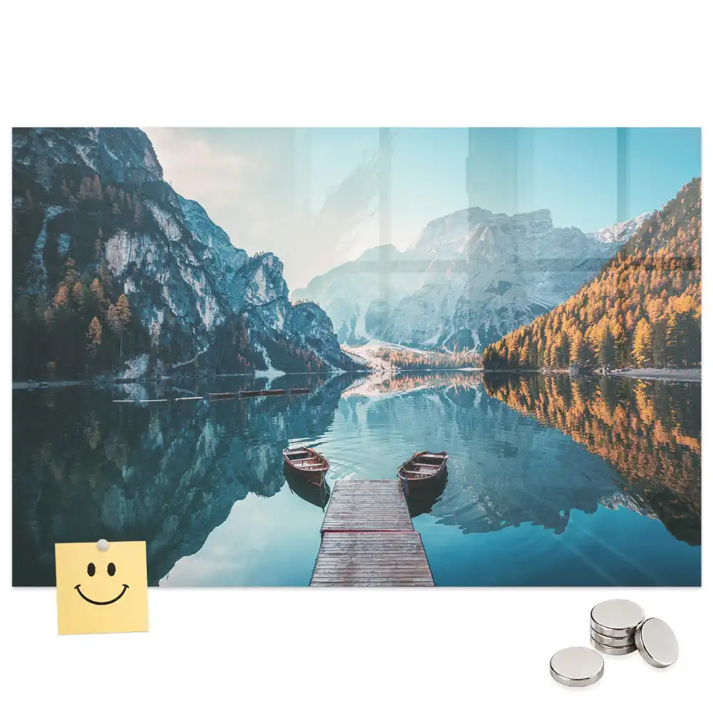 Tableau magnétique en verre motif bateaux sur l'eau