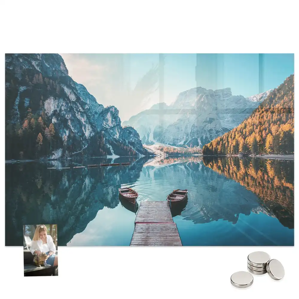 Tableau magnétique en verre motif bateaux sur l'eau