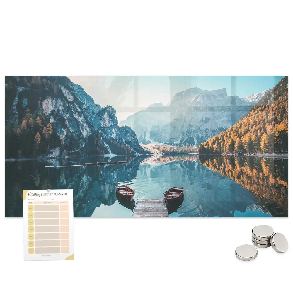 Tableau magnétique en verre motif bateaux sur l'eau