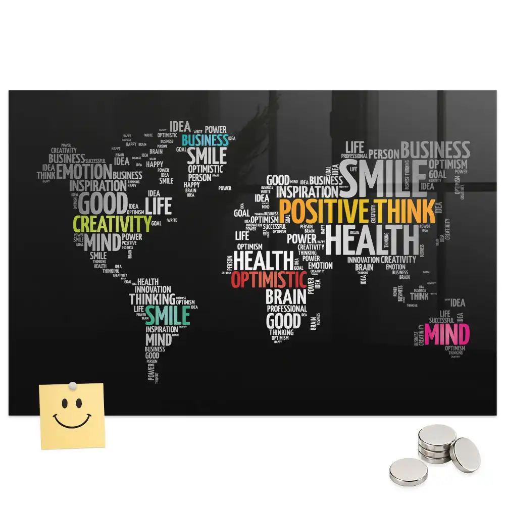 Tableau magnétique carte du monde colorée pour magnets