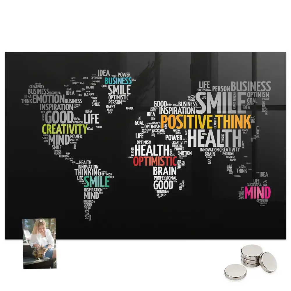 Tableau magnétique carte du monde colorée pour magnets
