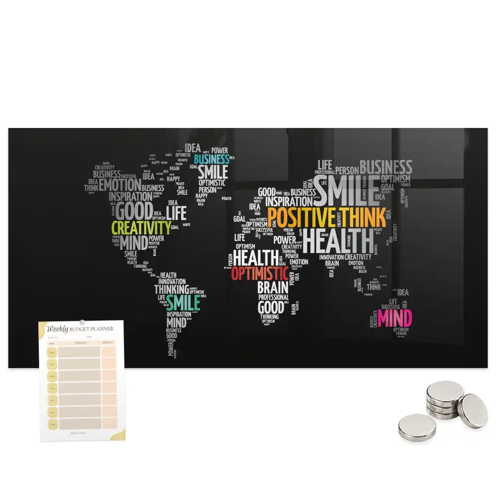 Tableau magnétique carte du monde colorée pour magnets