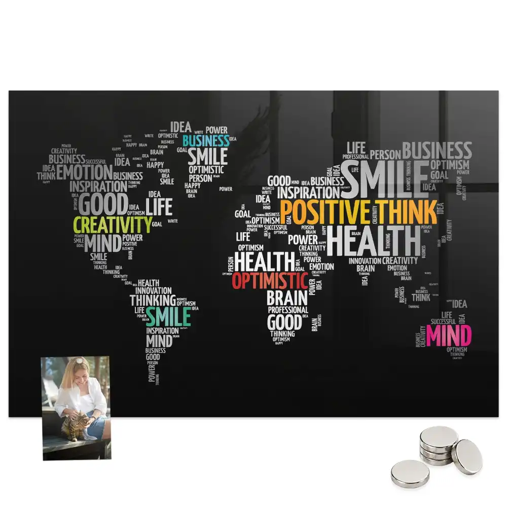 Tableau magnétique carte du monde colorée pour magnets