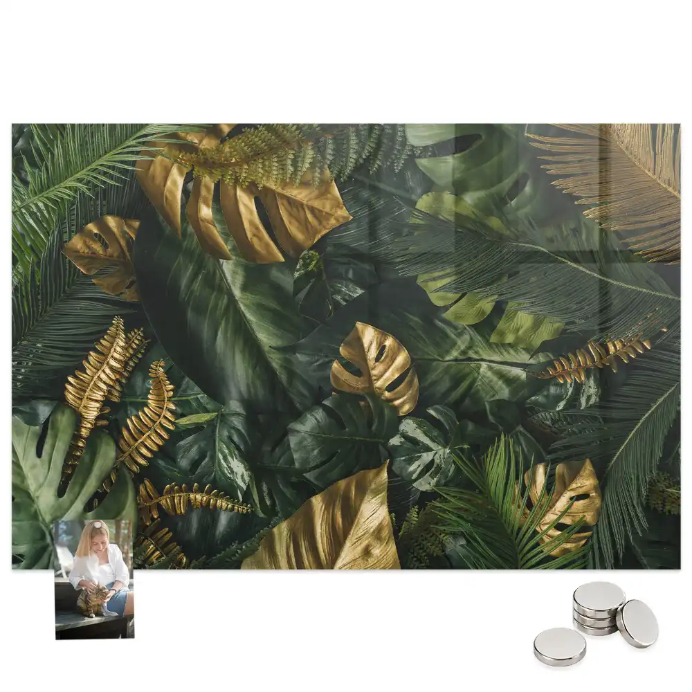 Tableau mural magnétique motif feuilles de la jungle