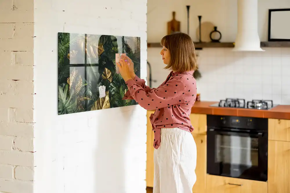 Tableau mural magnétique motif feuilles de la jungle