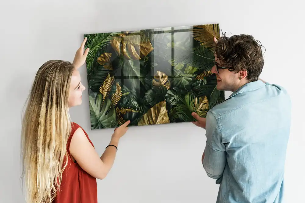 Tableau mural magnétique motif feuilles de la jungle