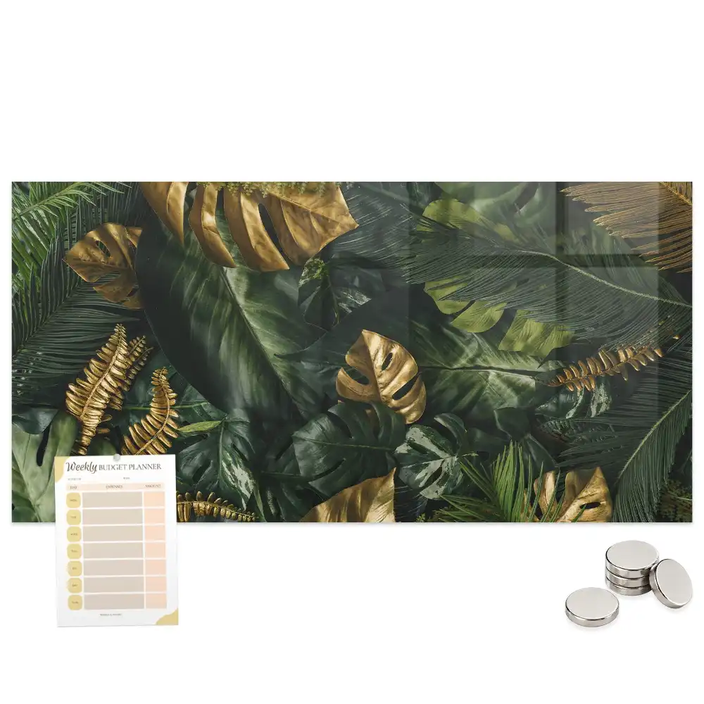 Tableau mural magnétique motif feuilles de la jungle