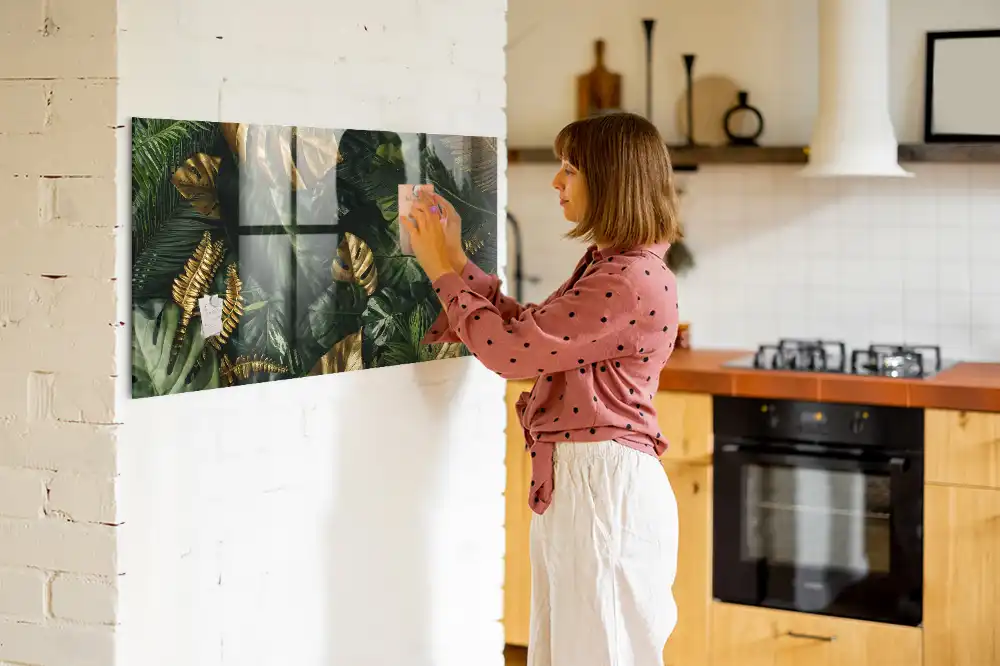 Tableau mural magnétique motif feuilles de la jungle