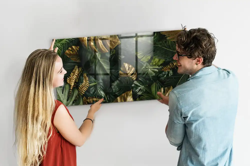 Tableau mural magnétique motif feuilles de la jungle