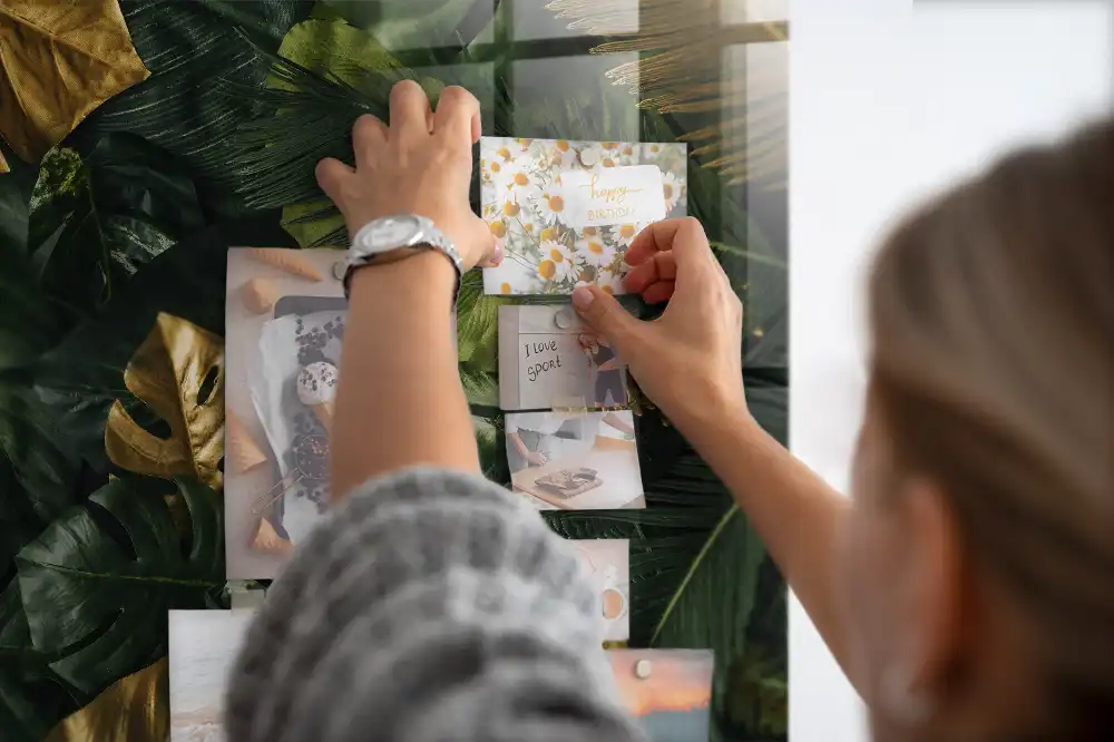 Tableau mural magnétique motif feuilles de la jungle
