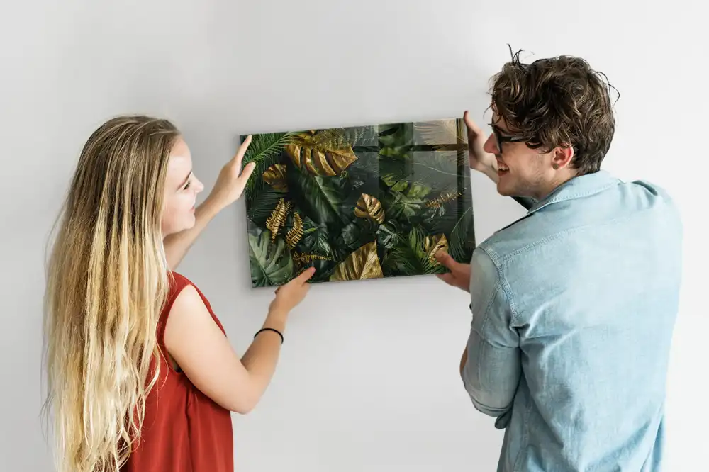 Tableau mural magnétique motif feuilles de la jungle