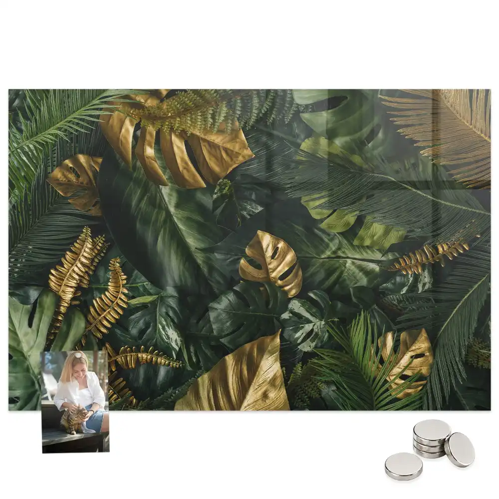 Tableau mural magnétique motif feuilles de la jungle