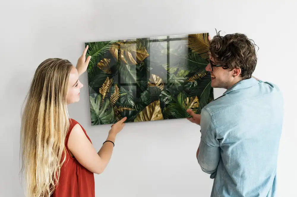 Tableau mural magnétique motif feuilles de la jungle