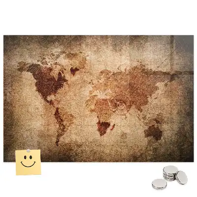 Tableau aimanté décoratif représentant une carte du monde historique