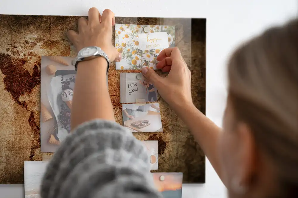 Tableau aimanté décoratif représentant une carte du monde historique