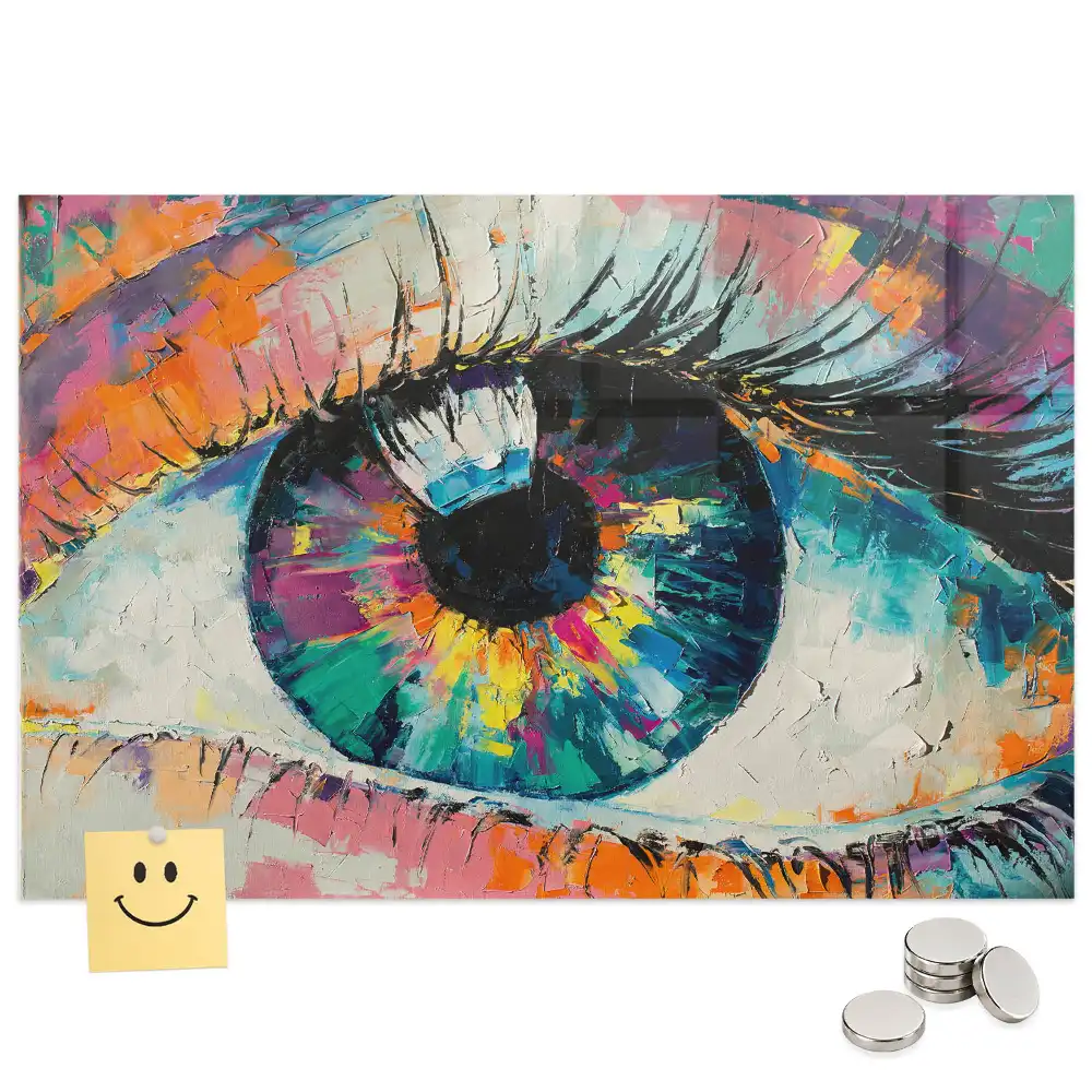 Tableau magnétique en verre motif iris de l'œil humain
