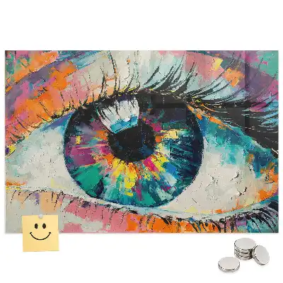 Tableau magnétique en verre motif iris de l'œil humain