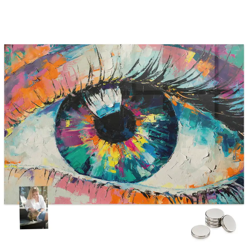 Tableau magnétique en verre motif iris de l'œil humain