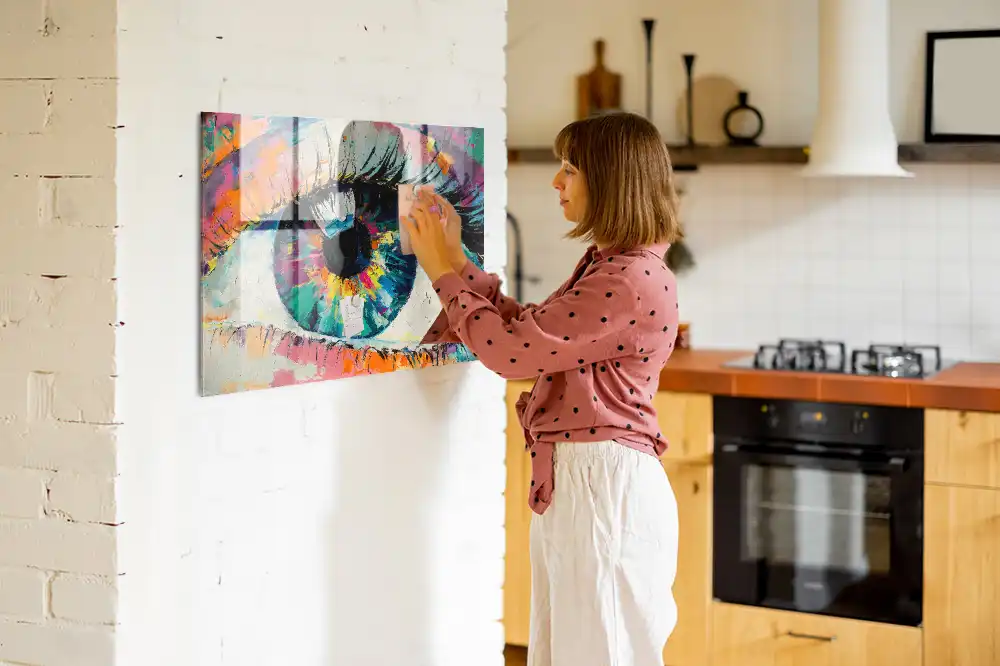 Tableau magnétique en verre motif iris de l'œil humain