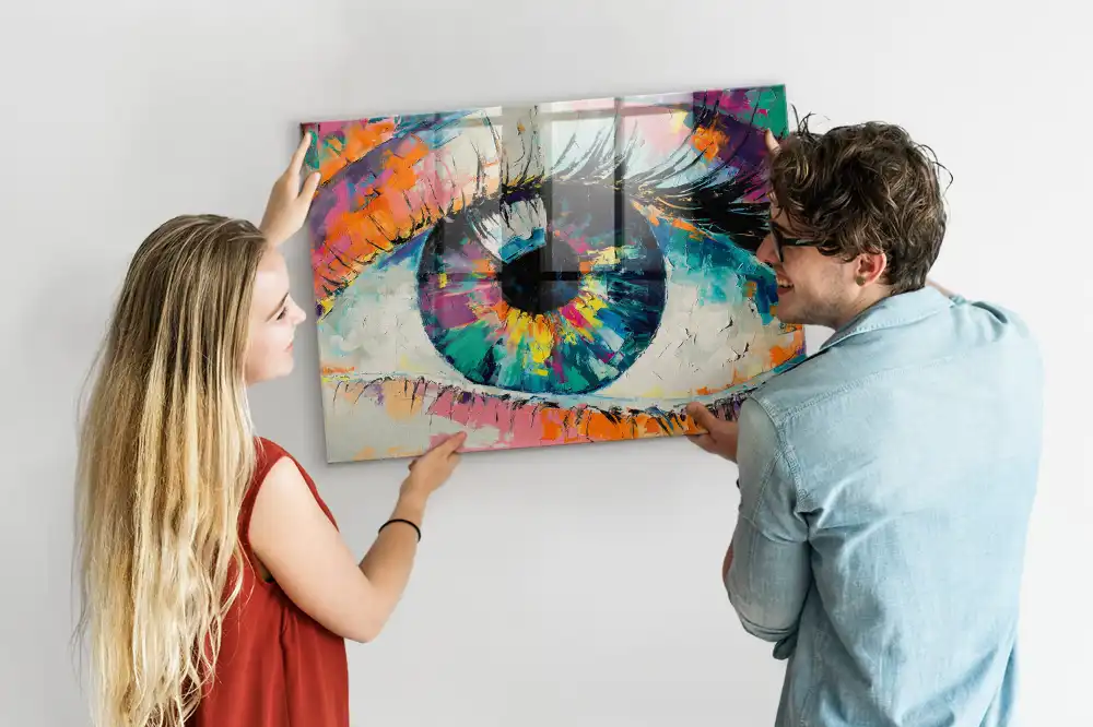 Tableau magnétique en verre motif iris de l'œil humain