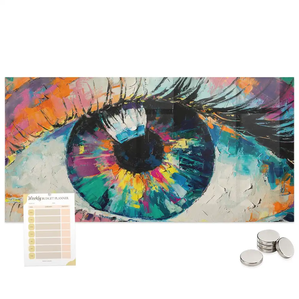 Tableau magnétique en verre motif iris de l'œil humain