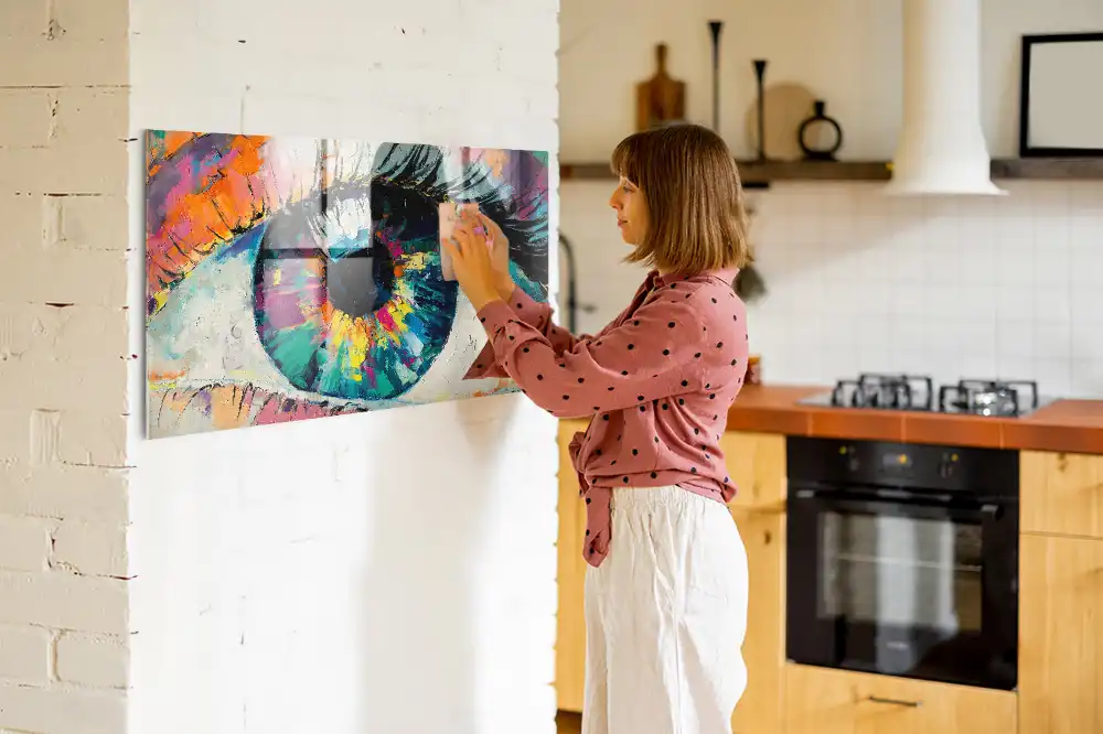 Tableau magnétique en verre motif iris de l'œil humain