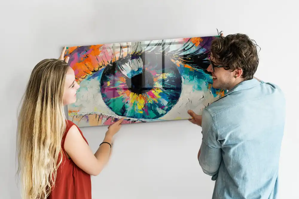 Tableau magnétique en verre motif iris de l'œil humain