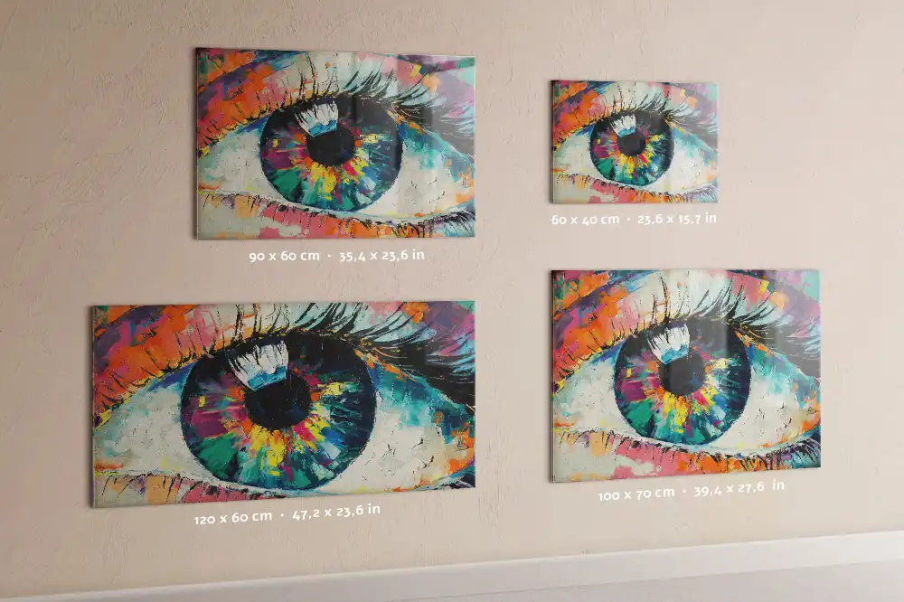 Tableau magnétique en verre motif iris de l'œil humain