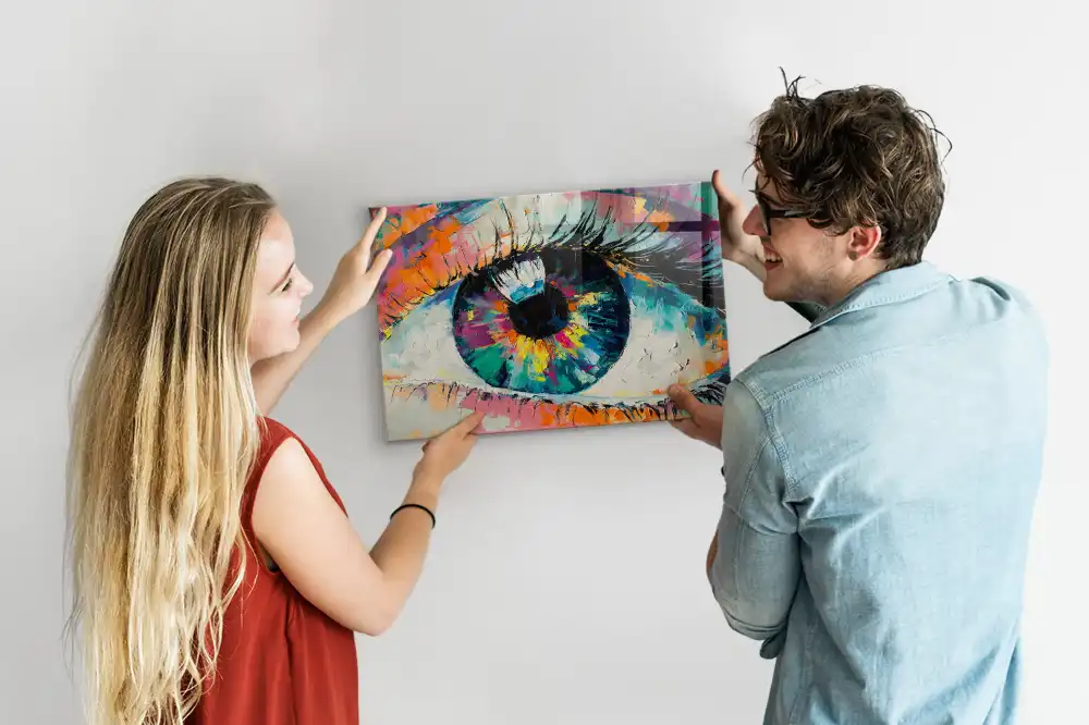Tableau magnétique en verre motif iris de l'œil humain