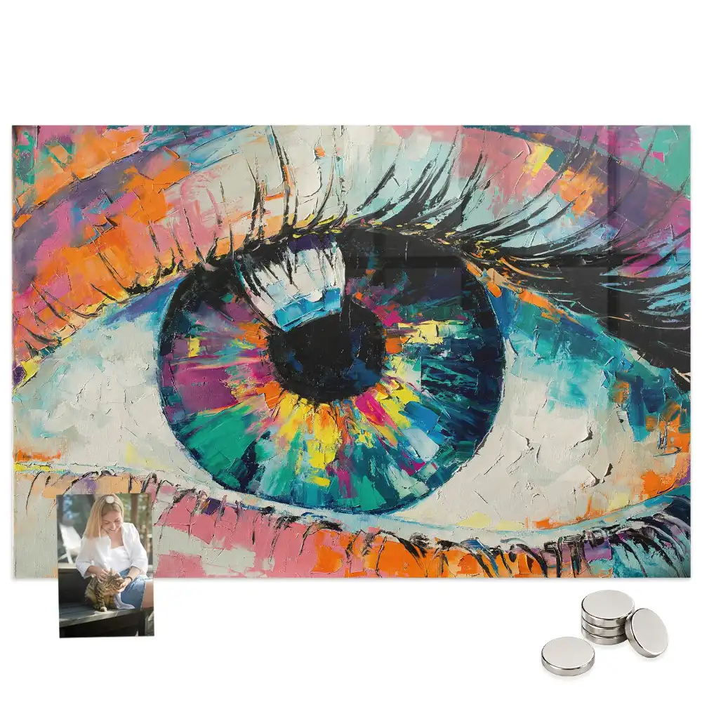 Tableau magnétique en verre motif iris de l'œil humain