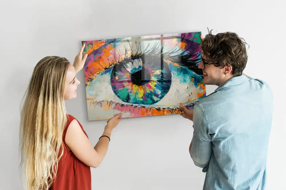 Tableau magnétique en verre motif iris de l'œil humain