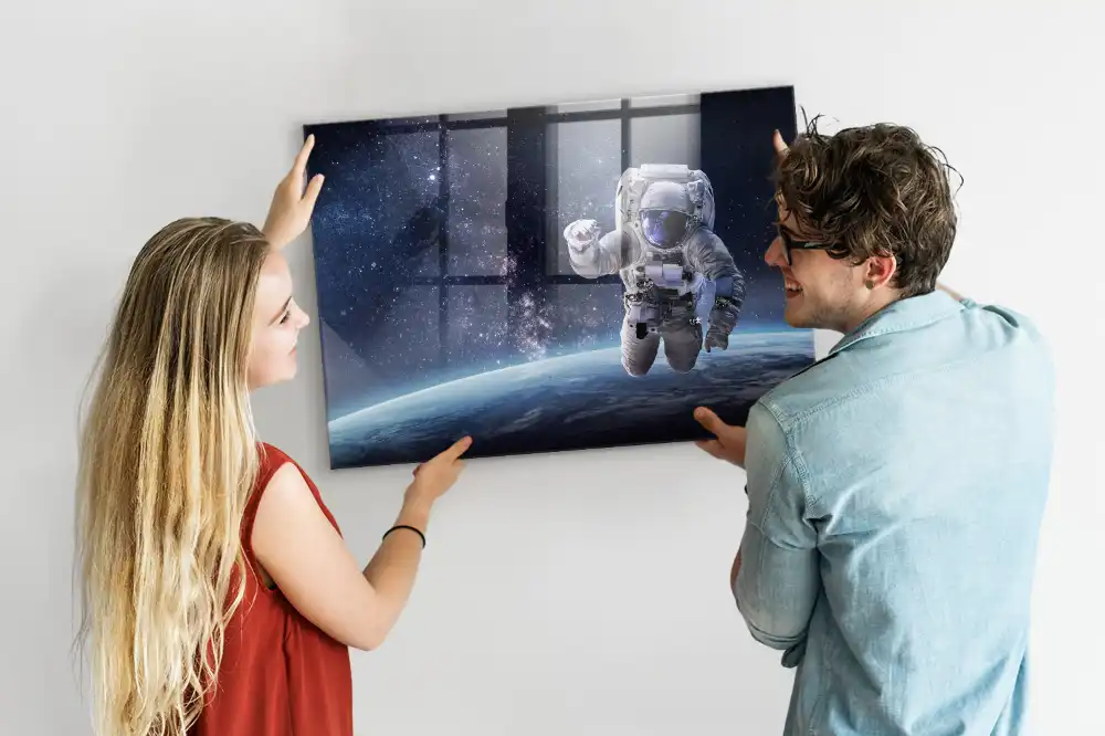Tableau magnétique en verre motif cosmonaute