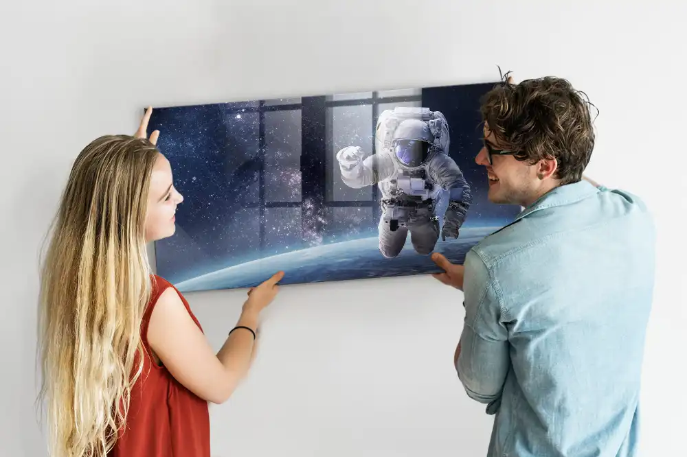 Tableau magnétique en verre motif cosmonaute