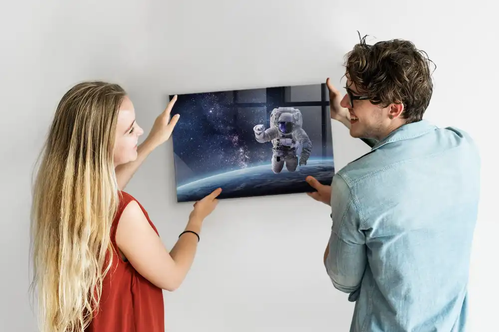 Tableau magnétique en verre motif cosmonaute