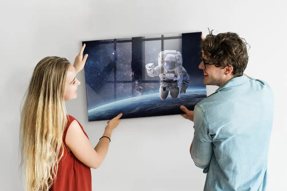 Tableau magnétique en verre motif cosmonaute