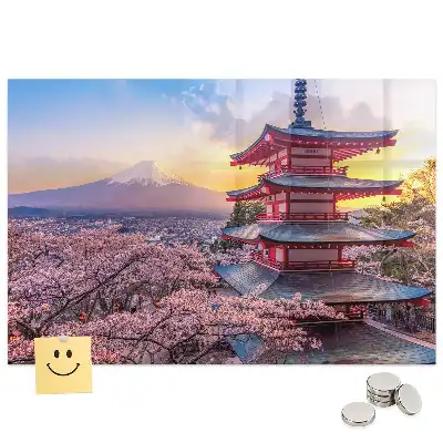 Tableau magnétique en verre motif architecture japonaise