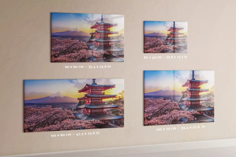 Tableau magnétique en verre motif architecture japonaise
