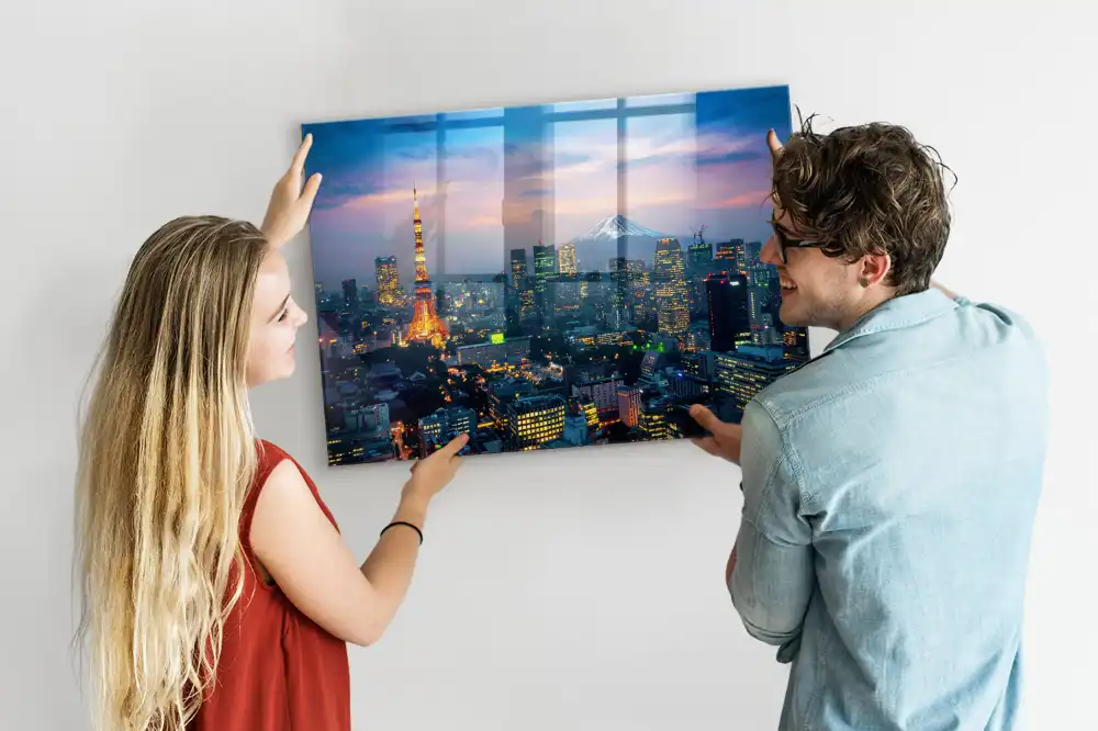Tableau magnétique en verre métropole nocturne