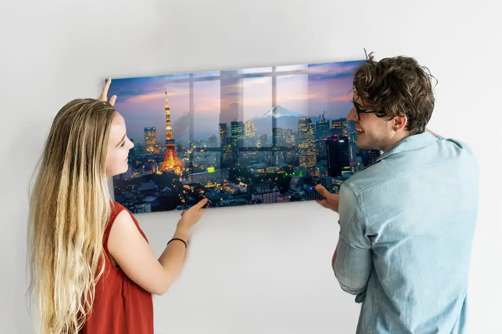 Tableau magnétique en verre métropole nocturne