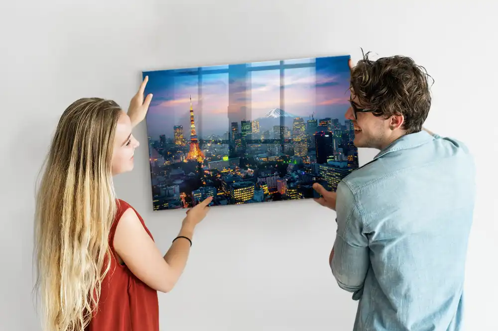 Tableau magnétique en verre métropole nocturne