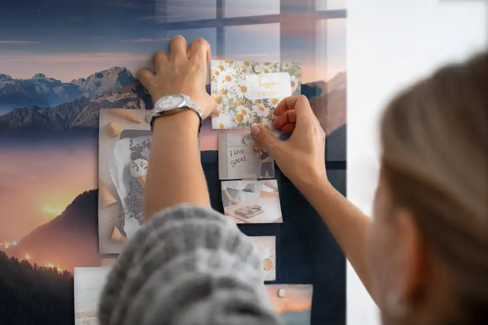 Tableau magnétique en verre motif sommets des montagnes
