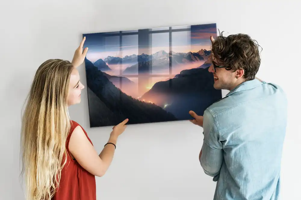 Tableau magnétique en verre motif sommets des montagnes