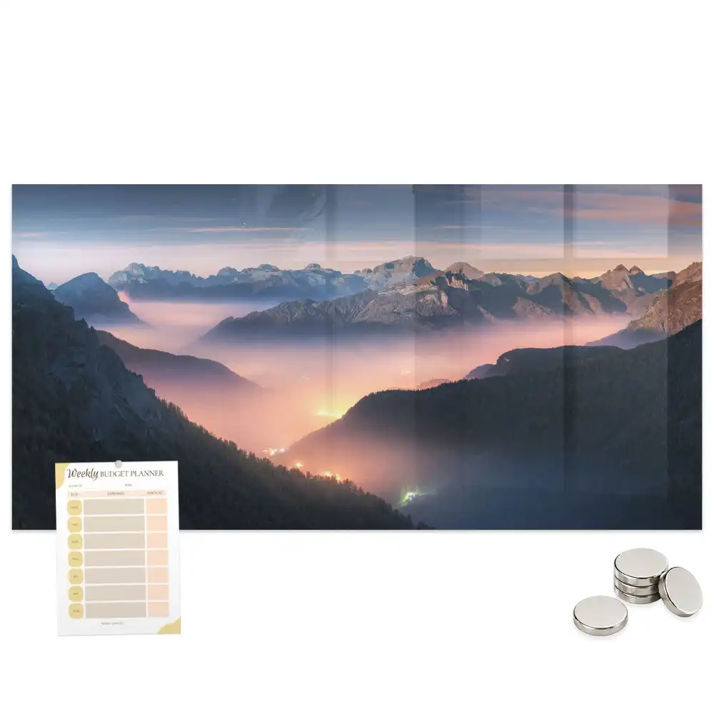 Tableau magnétique en verre motif sommets des montagnes