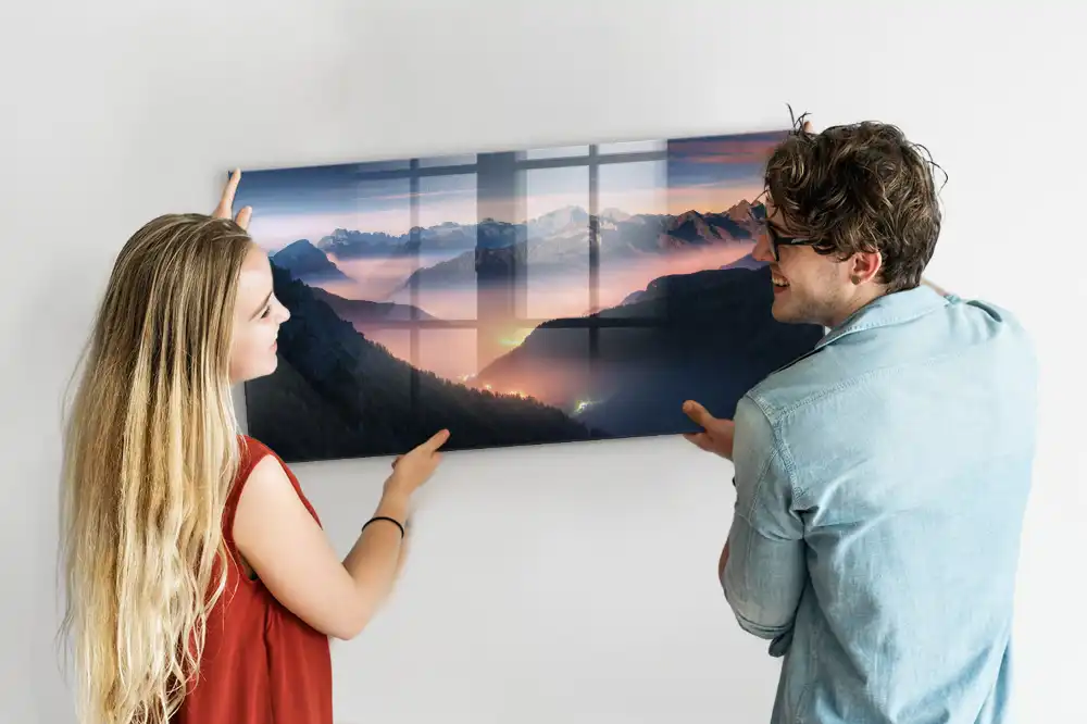 Tableau magnétique en verre motif sommets des montagnes