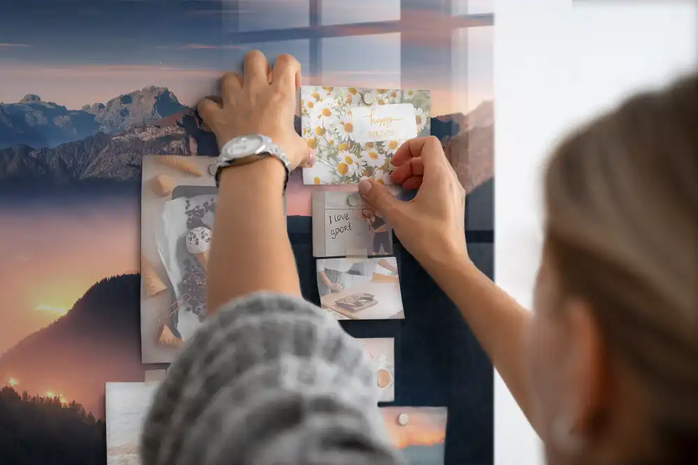 Tableau magnétique en verre motif sommets des montagnes