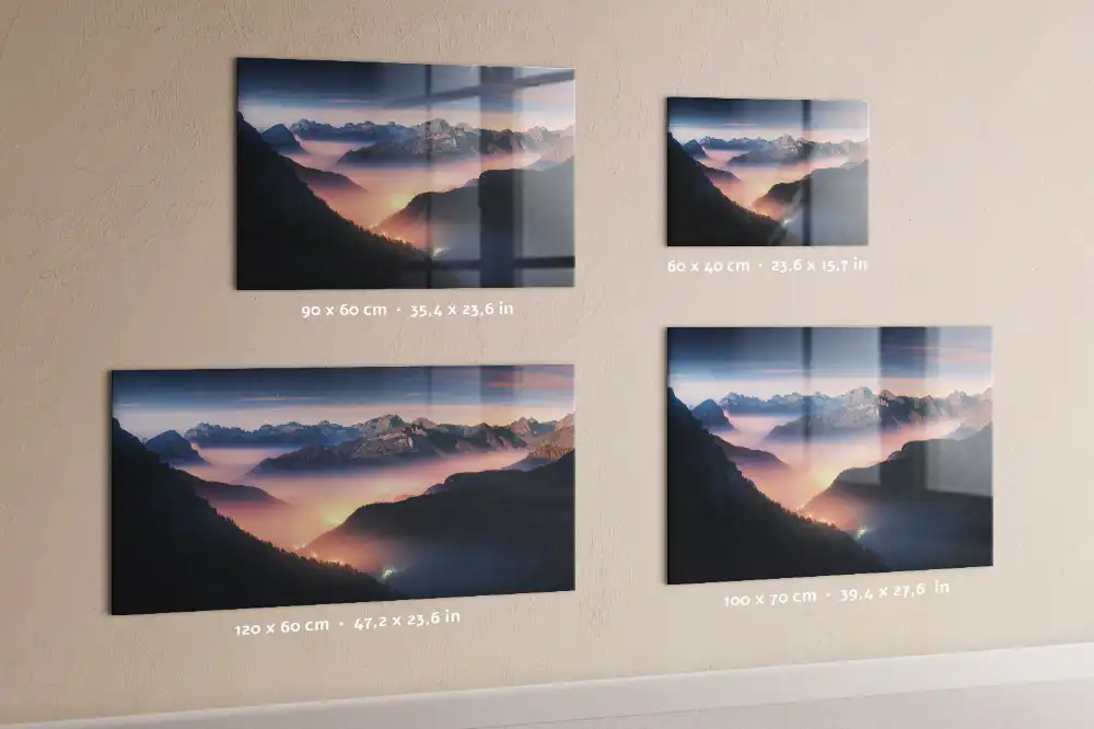 Tableau magnétique en verre motif sommets des montagnes