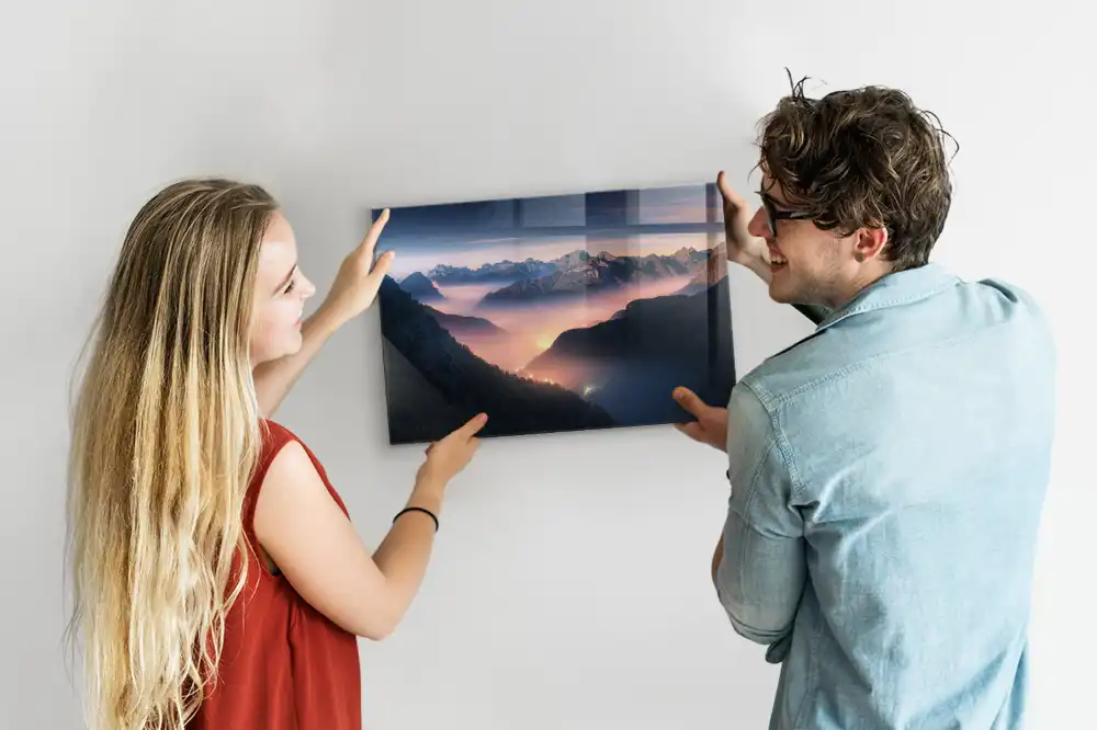 Tableau magnétique en verre motif sommets des montagnes