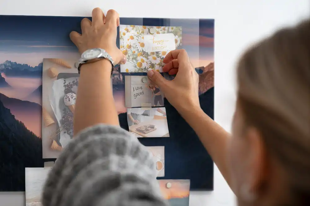 Tableau magnétique en verre motif sommets des montagnes